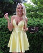 Elegant Skater Satin Ruched Homecoming Dresses