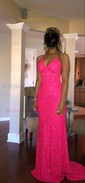 Mermaid V-neck Sparkly Sequin Backless Prom Dresses