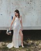 Sheath/Column V-neck Sparkly Sequin Prom Dresses With Appliques