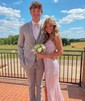 Sheath/Column V-neck Sparkly Sequin Prom Dresses With Appliques