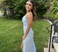 Sheath/Column V-neck Sequined Floor-length Prom Dresses With Split Front