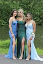 Sheath/Column V-neck Sequined Floor-length Prom Dresses With Split Front