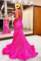 Trumpet/Mermaid V-neck Sequined Floor-length Prom Dresses