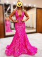 Trumpet/Mermaid V-neck Sequined Floor-length Prom Dresses