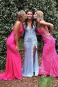 Trumpet/Mermaid V-neck Sequined Floor-length Prom Dresses