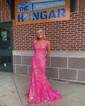 Trumpet/Mermaid V-neck Sequined Floor-length Prom Dresses