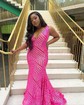 Trumpet/Mermaid V-neck Sequined Floor-length Prom Dresses