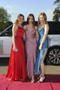 A-line Scoop Neck Silk-like Satin Sweep Train Prom Dresses With Split Front