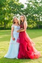 Ball Gown V-neck Floor-length Glitter Prom Dresses With Ruffle