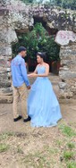 Princess Strapless Lace Tulle Ruffle Prom Dresses With Appliques