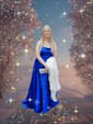 A-line Scoop Neck Satin Prom Dresses With Ruched