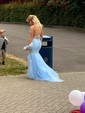 Mermaid Scoop Neck Tulle Prom Dresses With Appliques