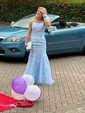 Trumpet/Mermaid Scoop Neck Tulle Sweep Train Appliques Lace Prom Dresses