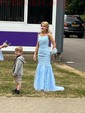 Mermaid Scoop Neck Tulle Prom Dresses With Appliques