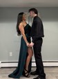 Sheath/Column Strapless Sparkly Sequin Satin Prom Dresses With Ruched