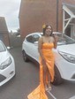 Sheath/Column Strapless Satin Prom Dresses With Ruched