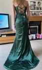 Sheath/Column Sweep Train Sweetheart Silk-like Satin Spaghetti Straps Ruffles Prom Dresses