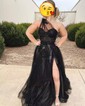 Ball Gown One Shoulder Tulle Cut Out Prom Dresses With Floral
