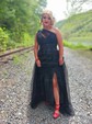 Ball Gown One Shoulder Tulle Cut Out Prom Dresses With Floral