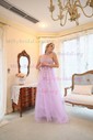 Ball Gown One Shoulder Tulle Cut Out Prom Dresses With Floral