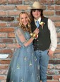 Ball Gown V-neck Tulle Floral Prom Dresses With Appliques