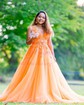 Princess V-neck Backless Tulle Prom Dresses With Appliques