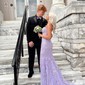 Mermaid Strapless Tulle Corset Prom Dresses With Appliques