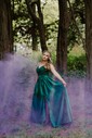 A-line V-neck Satin Prom Dresses With Appliques