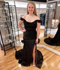 Mermaid Off-the-shoulder Satin Corset Prom Dresses With Appliques
