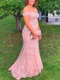 Mermaid Off-the-shoulder Tulle Prom Dresses With Appliques