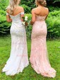 Trumpet/Mermaid Floor-length Off-the-shoulder Tulle Appliques Lace Prom Dresses