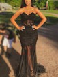 Trumpet/Mermaid Sweep Train Sweetheart Tulle Appliques Lace Prom Dresses