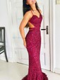 Sheath/Column Sweetheart Sparkly Sequin Prom Dresses With Beading