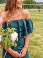 Sheath/Column Off-the-shoulder Satin Modest Prom Dresses