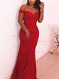 Trumpet/Mermaid Sweep Train Off-the-shoulder Stretch Crepe Sashes / Ribbons Prom Dresses