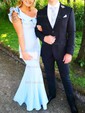 Mermaid One Shoulder Satin Modest Prom Dresses With Ruffle