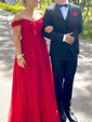 Ball Gown Off-the-shoulder Tulle Prom Dresses With Appliques