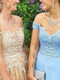 Ball Gown Off-the-shoulder Tulle Prom Dresses With Appliques