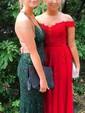 Ball Gown Off-the-shoulder Tulle Prom Dresses With Appliques