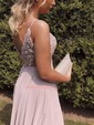 A-line Sweep Train Sweetheart Chiffon Beading Prom Dresses