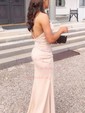Mermaid Cowl Neck Stretch Crepe Backless Prom Dresses