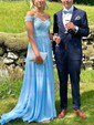 A-line Off-the-shoulder Chiffon Prom Dresses With Appliques