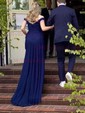 A-line Off-the-shoulder Chiffon Prom Dresses With Appliques