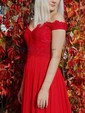 A-line Off-the-shoulder Chiffon Prom Dresses With Appliques
