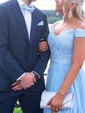 A-line Off-the-shoulder Chiffon Prom Dresses With Appliques