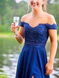 A-line Off-the-shoulder Chiffon Prom Dresses With Appliques