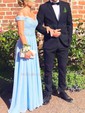 A-line Off-the-shoulder Chiffon Prom Dresses With Appliques