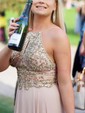 A-line Square Neck Chiffon Prom Dresses With Beading