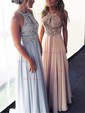A-line Square Neck Chiffon Prom Dresses With Beading