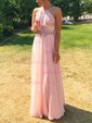 A-line Square Neck Chiffon Prom Dresses With Beading